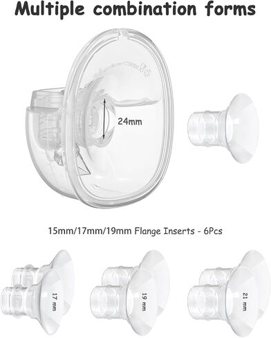 Flange Inserts 15/17/19mm 6PCS, 24mm Flange 2PCS Compatible with Model S32 Wearable Breast Pump Replacement Parts/Accessories in Saudi Arabia