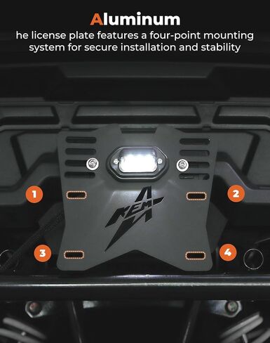 حامل لوحة ترخيص KEMIMOTO UTV، لا حاجة إلى حفر مع حامل لوحة ترخيص مضاء بمشبك متوافق مع Polaris RZR Can-am X3 Ranger Defender Sportsman Cf Moto Zforce Uforce Golf Carts RV in Saudi Arabia