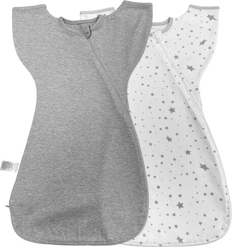 Transitional Swaddle Sack for Baby 0-3 Months Sleep Sack with Arms Up Half-Length Sleeves and Mitten Cuffs 2-Way Zipper Sleeping Bag for Newborn Baby Boys and Girls (Whales, Small) in Saudi Arabia