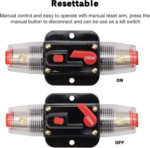 20A Audio Circuit Breaker Inline Fuse Holders 20A Auto Car Stereo Inverter Reset Fuses 12V-24V DC for Automotive RV Marine Boat Audio Solar System 20 Amp 2 Pack in Saudi Arabia
