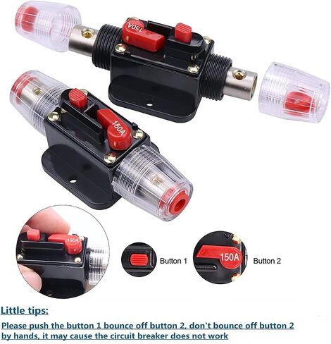 20A Audio Circuit Breaker Inline Fuse Holders 20A Auto Car Stereo Inverter Reset Fuses 12V-24V DC for Automotive RV Marine Boat Audio Solar System 20 Amp 2 Pack in Saudi Arabia