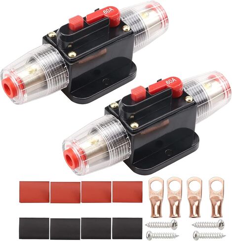20A Audio Circuit Breaker Inline Fuse Holders 20A Auto Car Stereo Inverter Reset Fuses 12V-24V DC for Automotive RV Marine Boat Audio Solar System 20 Amp 2 Pack in Saudi Arabia