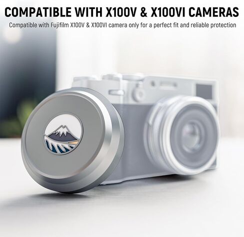 غطاء عدسة NEEWER لـ X100V وX100VI، غطاء واقي عدسة من سبائك الألومنيوم مع تصميمات داخلية مقاومة للخدش، متوافق مع Fujifilm X100V وX100VI، أسود، CA113 in Saudi Arabia