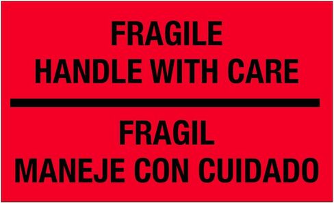 TapeCase Shipping Packing Labels "Please Handle With Care / Fragile / Thank You", Red/White (50 Per Pack) in Saudi Arabia