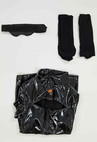 haikyuu Women Jujutsu Sorcerer Cosplay Dress Pu Leather With Eye Mask Tokyo Uniform Halloween Costume in Saudi Arabia