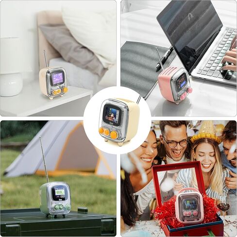 Divoom Tiivoo-2 Retro Bluetooth Speaker with FM Radio,Pixel Art Portable Mini Cute Wireless Small Speaker,Vintage Decor Suitble for Party Office Desk Home Bedroom Kitchen,Pink in Kuwait