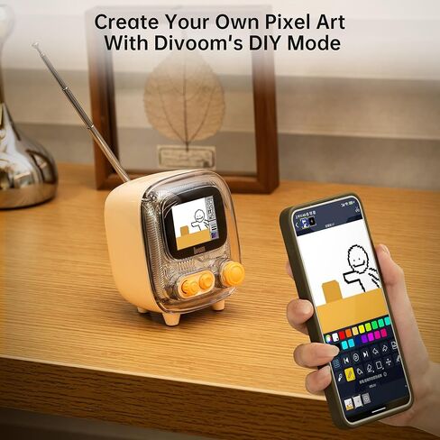 Divoom Tiivoo-2 Retro Bluetooth Speaker with FM Radio,Pixel Art Portable Mini Cute Wireless Small Speaker,Vintage Decor Suitble for Party Office Desk Home Bedroom Kitchen,Pink in Kuwait