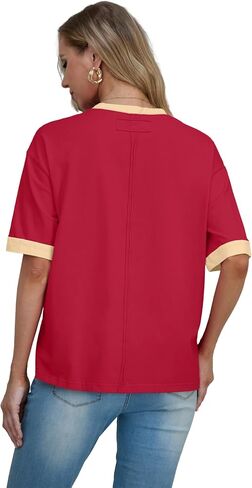 Womens Oversized T Shirts Summer Casual Loose Fit Colorblock Tops Basic Short Sleeve Tee Shirts in Saudi Arabia