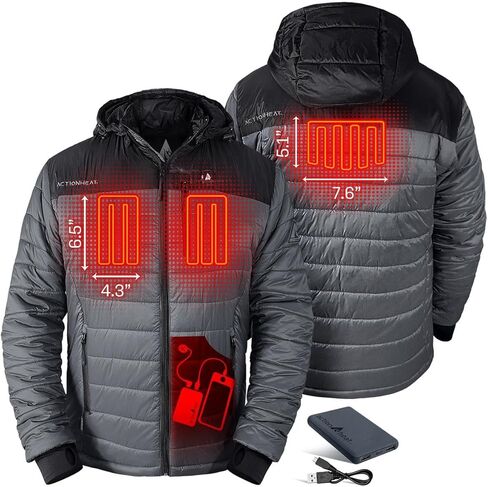 ActionHeat Battery Heated Jacket for Men Insulated Puffer Heating Jacket with Hood Heats up to 150F for 5 Hours in Kuwait