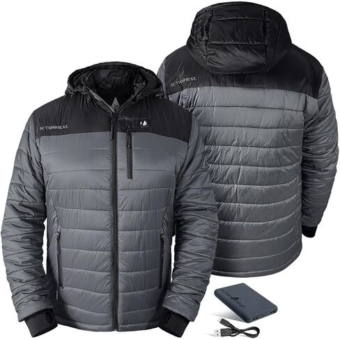 ActionHeat Battery Heated Jacket for Men Insulated Puffer Heating Jacket with Hood Heats up to 150F for 5 Hours in Kuwait