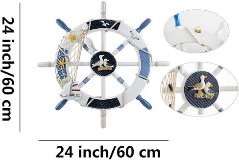 Hand painted wood ships wheel is the perfect addition to any nautical themed Collection, A nice addition to the ocean themed room. Its great for the boys' room and their nautical theme. (24 inch sea bird) in Kuwait