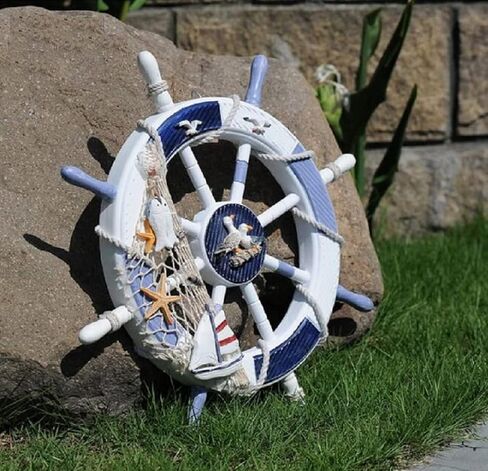 Hand painted wood ships wheel is the perfect addition to any nautical themed Collection, A nice addition to the ocean themed room. Its great for the boys' room and their nautical theme. (24 inch sea bird) in Kuwait