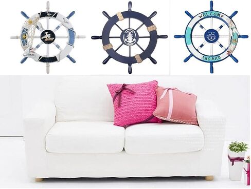 Hand painted wood ships wheel is the perfect addition to any nautical themed Collection, A nice addition to the ocean themed room. Its great for the boys' room and their nautical theme. (24 inch sea bird) in Kuwait