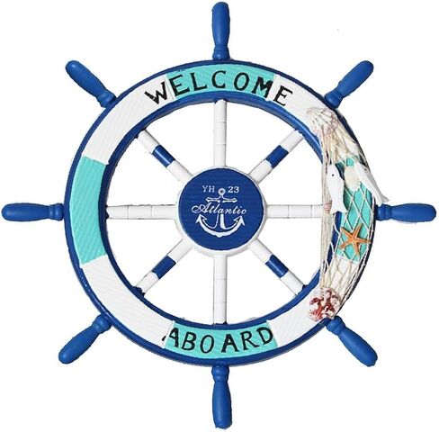 Hand painted wood ships wheel is the perfect addition to any nautical themed Collection, A nice addition to the ocean themed room. Its great for the boys' room and their nautical theme. (24 inch sea bird) in Kuwait