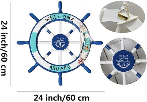 Hand painted wood ships wheel is the perfect addition to any nautical themed Collection, A nice addition to the ocean themed room. Its great for the boys' room and their nautical theme. (24 inch sea bird) in Kuwait