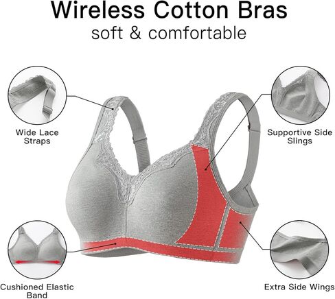 Baetty Wireless Bras for Women No Underwire Cotton Bra Full Coverage Unpadded 6803 in Kuwait