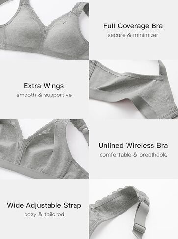 Baetty Wireless Bras for Women No Underwire Cotton Bra Full Coverage Unpadded 6803 in Kuwait