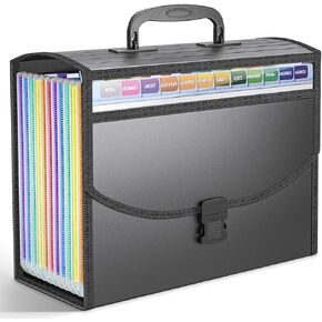 Expanding File Folder/Accordion File Organizer/Portable Filing Folders,13 Pockets Expandable File Folder with Handle for Documents,Special Design for Carrying,A4/Letter Size,Colored Tabs