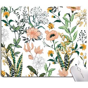 Mouse Pad, Premium-Textured Mouse Mat, Non-Slip Rubber Base Mousepad for Laptop, Computer & PC,9.5×7.9 in,Pink Green Flower