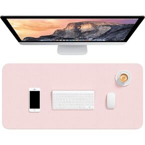 Hsurbtra Desk Pad, 30" x 14" PU Leather Desk Mat, XL Extended Mouse Pad, Waterproof Desktop Blotter Protector, Non-Slip Ultra Thin Large Laptop Keyboard Writing Mat for Office Home, Pink