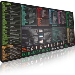 لوحة ماوس لمفاتيح الاختصار من Excel - لوحة ماوس للألعاب ممتدة كبيرة الحجم مقاس XL | حصيرة لوحة المفاتيح لجداول بيانات مكتب الكمبيوتر | حافة مخيطة غير قابلة للانزلاق in Kuwait