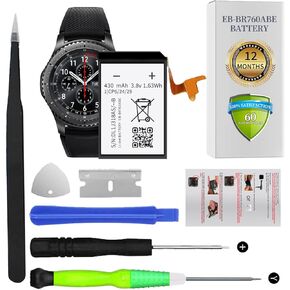 Replacement Battery for Samsung Gear S3 Frontier and Gear S3 Classic, (𝟐𝟎𝟐𝟑 𝐔𝐩𝐠𝐫𝐚𝐝𝐞 𝐕𝐞𝐫𝐬𝐢𝐨) Battery SM-R770, BR760, R765 EB-BR760ABE GH43-04699A Battery with DIY Repair Tools