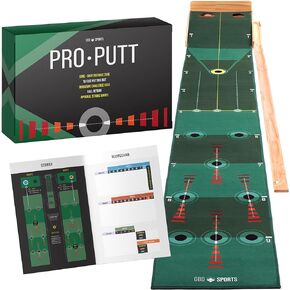 PRO PUTT 10 Foot Indoor Putting Green with Ball Return by GBD Sports - Putting Mat Golf Gifts for Men & Women - Putting Matt for Indoors - Golf Putting Green Indoor Set - Golf Putting Mat