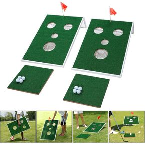 Golf Cornhole Game Set Combined Pong Game, Chipping Yard Game Boards with Chipping Mats & Golf Balls for Tailgate, Ideal Gift for Family, Golfer and Friends