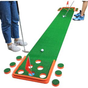 SPRAWL Golf Pong Game Set Putting Mat Indoor & Outdoor Golf Putters Putting Green Practice Training Aid Golf Gifts for Home, Office, Backyard