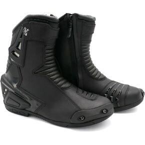Motorcycle Riding Boots for Men Rubber Sole Sport Bikes Ankle Protective Motorcycle Shoes with Zipper Closure