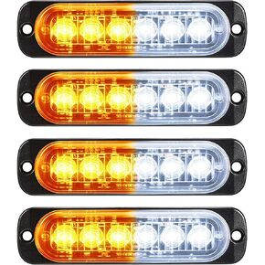 Frienda LED Amber Strobe Lights Vehicle Emergency Strobe Lights for Trucks LED Flashing Car Lights Windshield Lights Bars Hazard Shiny Mount Strobe Lights with Pads Screws for off Road Car (4 Pieces)