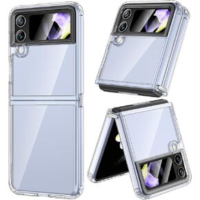 VEGO for Samsung Z Flip 4 Case, Galaxy Z Flip 4 Clear Case Ultra Slim Lightweight Anti-Drop Wear-Resistant Strong Protection Spray Paint Bumper Cover Case for Samsung Galaxy Z Flip 4 5G - Clear Black