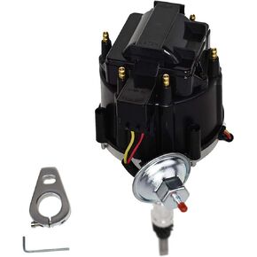 A-Team Performance - 65K Coil HEI Distributor Black Cap, Red Spark Plug Wires Set, and Pigtail Wiring Harness 3-in-1 Kit - Compatible with Straight 6 41-62 194 216 235 261 68-87 Early Chevrolet
