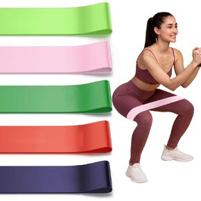 Resistance Loop Exercise Bands for Working Out, Fitness Elastic Bands, Workout Bands for Home Gym, Stretching, Crossfit, Yoga, Pilates, Physical Therapy (5pcs Set) - Random Color