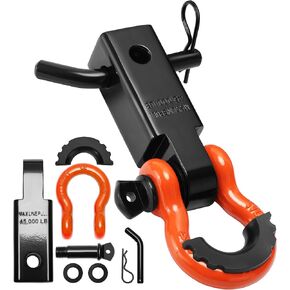 مجموعة استقبال وصلة القيد 2 بوصة، مع تكبل حلقة على شكل حرف D 3/4 بوصة ودبوس لولبي 5/8 بوصة، أقصى قوة للكسر 45000 رطل، لاستعادة السيارة (أحمر) in Kuwait