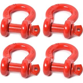 (4 PK, Galv) Bow Shackles 3/4" D ring Shackle Rugged Unbreakable 28.5 Ton (57,000 Lbs) Maximum Break Strength with 7/8'' Pin Bow Screw Heavy Duty D Ring for Jeep Vehicle Recovery. Made by Alfa Wheels