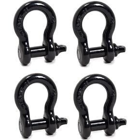 (4 PK, Galv) Bow Shackles 3/4" D ring Shackle Rugged Unbreakable 28.5 Ton (57,000 Lbs) Maximum Break Strength with 7/8'' Pin Bow Screw Heavy Duty D Ring for Jeep Vehicle Recovery. Made by Alfa Wheels