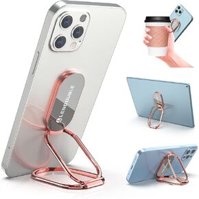 Phone Ring Holder Finger Kickstand, 360 Rotation Foldable Ultra-Thin Metal Cell Phone Back Hand Grip for Magnetic Car Mount & Office Desktop, Adjustable Cellphone Stand for iPhone 15 iPad Smartphones