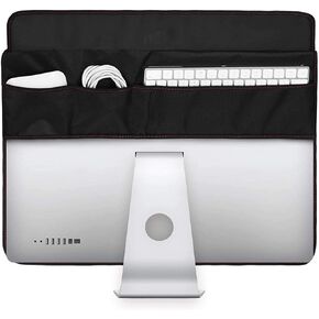 TXEsign Monitor Dust Cover, PU Leather PC Computer Monitor Screen Display Protector with Rear Pocket for IMAC 27 inch Slim A1862/A1419 (27", Black)