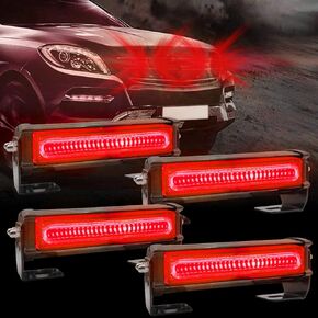 EASE2U E LED Emergency Strobe Lights for Vehicle Trucks, 4 in 1 LED 32W 12-24V Warning Hazard Flashing Strobe Light Bar, Roof and Side Installation Off Road (White Amber)