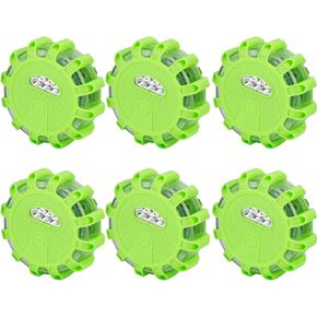 CICMOD LED Road Flares Roadside Safety Emergency Lights Beacon Disc Flashing Warning Flare Kit with Magnetic Base, Hook, 9 Lighting Modes for Car Truck Boats - 6 Pack
