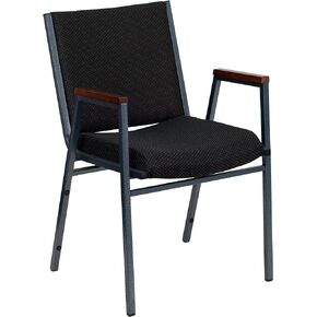 Flash Furniture HERCULES Series Heavy Duty Navy Blue Dot Fabric Stack Chair with Arms and Ganging Bracket