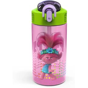 Zak Designs, Inc. Troll Friends BPA-Free Water Bottle for Kids -themed Kids Insulated Water Bottle with Push Button Spout, Ideal Water Bottle for Kids during School Days and Trips