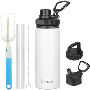 Insulated Water Bottle with Straw 32 oz Metal Water Bottle Leakproof Travel Stainless Steel Water Bottles Reusable Double Wall Gym Sports Thermal Flask for Camping Hiking, Pink