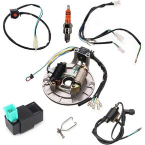 ATV Wiring Harness 110cc Chinese ATV Wiring Harness CDI Ignition Coil 2 Coil Magneto stator Plate Set for tao tao Scooter Pit Bike ATV 50cc 70cc 90cc 110cc 125cc 4 Stroke Wiring Harness