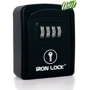 Iron Lock® - صندوق قفل مفتاح XXL مثبت على الحائط للمفاتيح، مجموعة مكونة من 4 أرقام مع رمز قابل لإعادة الضبط مع مفتاح A، صندوق قفل كبير للغاية داخلي وخارجي مقاوم للماء، صندوق قفل مفتاح كبير، مفاتيح احتياطية للمنزل، إخفاء مفتاح