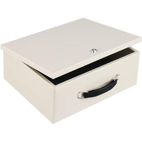 Dalmbox Portable Metal Safe Box with Key Lock - Fire Resistant Storage for Documents, Car, Home and Outside - X Large 13.2"x 11"x 5.1" Black Box