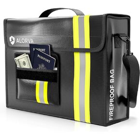 ALORVA Fireproof and Waterproof Document Bag - 17 x 12 x 5" with Wallet Protector - Reflective to Find Fast at Night - Shield Important Documents & Valuables from Fire & Water - Firefighter Designed