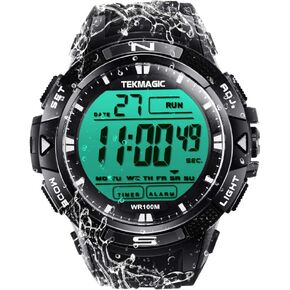 10 ATM Digital Submersible Diving Watch 100m Water Resistant Swimming Sport Wristwatch Luminous LCD Screen with Stopwatch Alarm Function