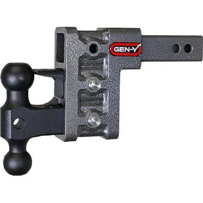 GEN-Y GH-523 MEGA-Duty Adjustable 5" Drop Hitch with GH-051 Dual-Ball, GH-032 Pintle Lock for 2" Receiver - 16,000 LB Towing Capacity - 2,000 LB Tongue Weight